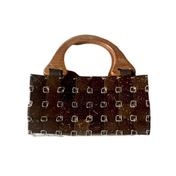 Vintage Boho Handmade Coconut Shell Purse - Picture 1 of 3